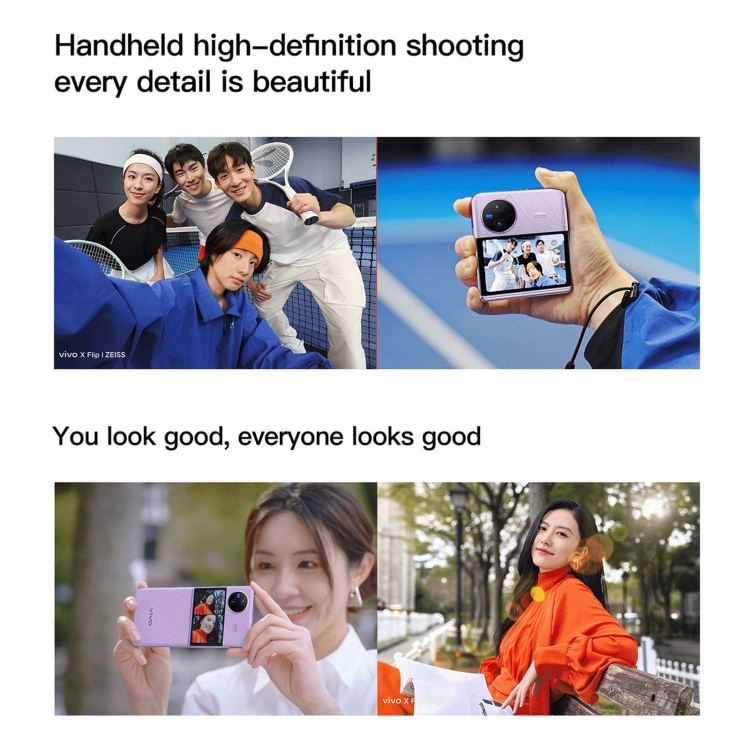 vivo X Flip 5G, appareil photo 50MP, 12 Go + 512 Go, Caméras arrière doubles, identification d'empreintes digitales latérales, batterie 4400 mAh, 6,74 pouces + 3,0 pouces Android 13.0 OriginOS 3 Qualcomm Snapdragon 8+ Gen1 Octa Core jusqu'à 3,0 GHz, NFC, OTG, réseau : 5G (or) - B10