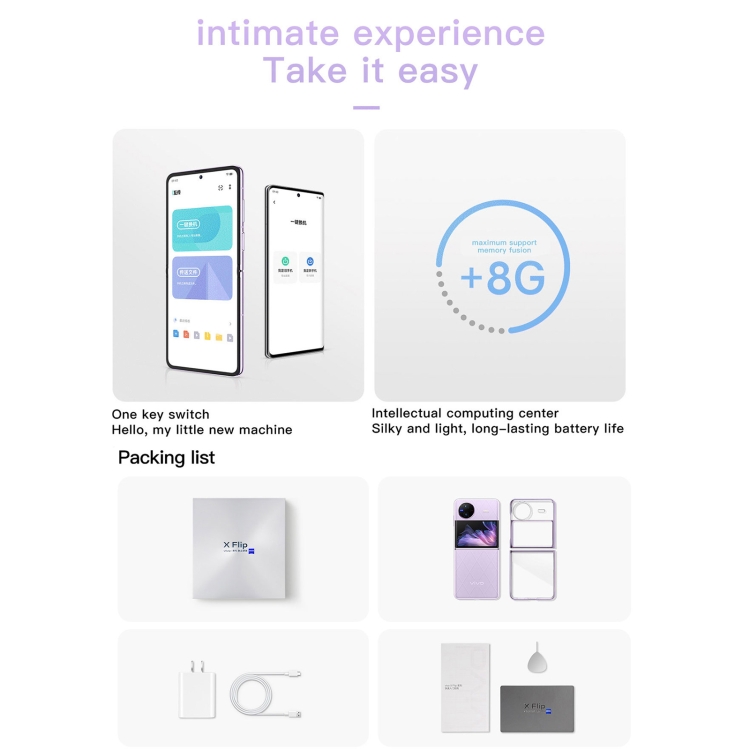 vivo X Flip 5G, appareil photo 50MP, 12 Go + 512 Go, Caméras arrière doubles, identification d'empreintes digitales latérales, batterie 4400 mAh, 6,74 pouces + 3,0 pouces Android 13.0 OriginOS 3 Qualcomm Snapdragon 8+ Gen1 Octa Core jusqu'à 3,0 GHz, NFC, OTG, réseau : 5G (or) - B15
