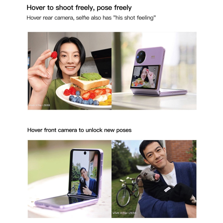 vivo X Flip 5G, appareil photo 50MP, 12 Go + 512 Go, Caméras arrière doubles, identification d'empreintes digitales latérales, batterie 4400 mAh, 6,74 pouces + 3,0 pouces Android 13.0 OriginOS 3 Qualcomm Snapdragon 8+ Gen1 Octa Core jusqu'à 3,0 GHz, NFC, OTG, réseau : 5G (or) - B7