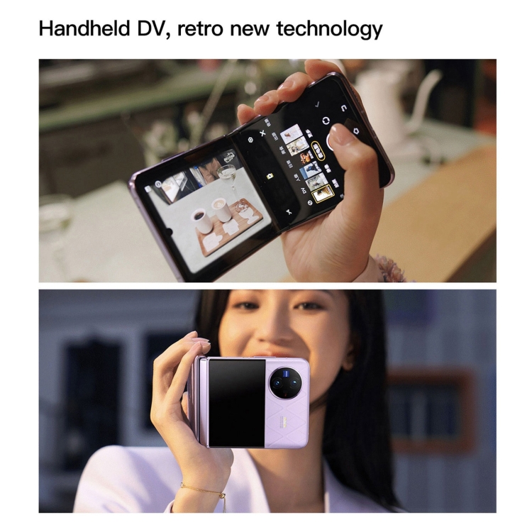 vivo X Flip 5G, appareil photo 50MP, 12 Go + 512 Go, Caméras arrière doubles, identification d'empreintes digitales latérales, batterie 4400 mAh, 6,74 pouces + 3,0 pouces Android 13.0 OriginOS 3 Qualcomm Snapdragon 8+ Gen1 Octa Core jusqu'à 3,0 GHz, NFC, OTG, réseau : 5G (or) - B9