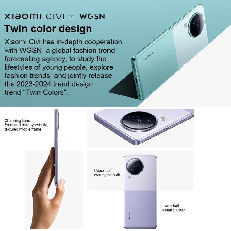 Xiaomi Citizen 3 5G, appareil photo 50MP, 16 Go + 1 To, Caméras arrière triples + caméras frontales doubles, identification d'empreintes digitales à l'écran, batterie 4500 mAh, MIUI 6,55 pouces 14 Dimensity 8200-Ultra Octa Core 4 nm jusqu'à 3,1 GHz, réseau : 5G, NFC (gris) - B3