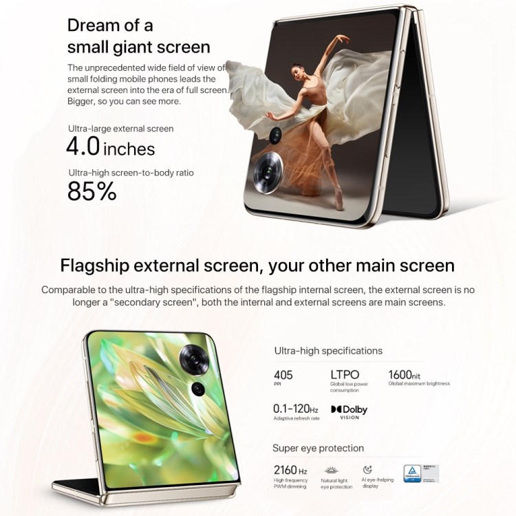 Honor Magic V Flip, 12GB+512GB, 6.8 inch + 4.0 inch Screen MagicOS 8.0 Snapdragon 8+ Gen 1 Octa Core, Network: 5G, NFC, OTG (Black) - B5