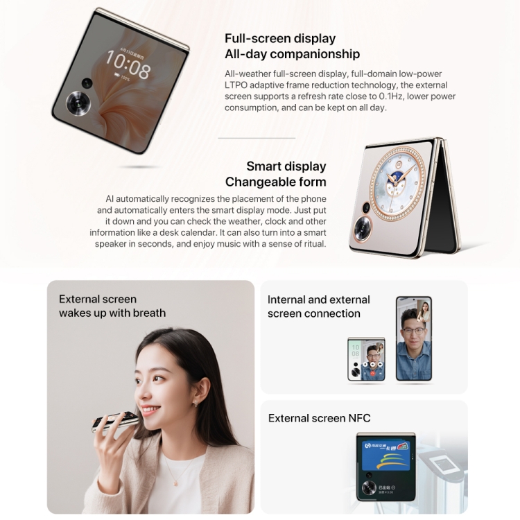 Honor Magic V Flip, 12GB+512GB, 6.8 inch + 4.0 inch Screen MagicOS 8.0 Snapdragon 8+ Gen 1 Octa Core, Network: 5G, NFC, OTG (Black) - B7