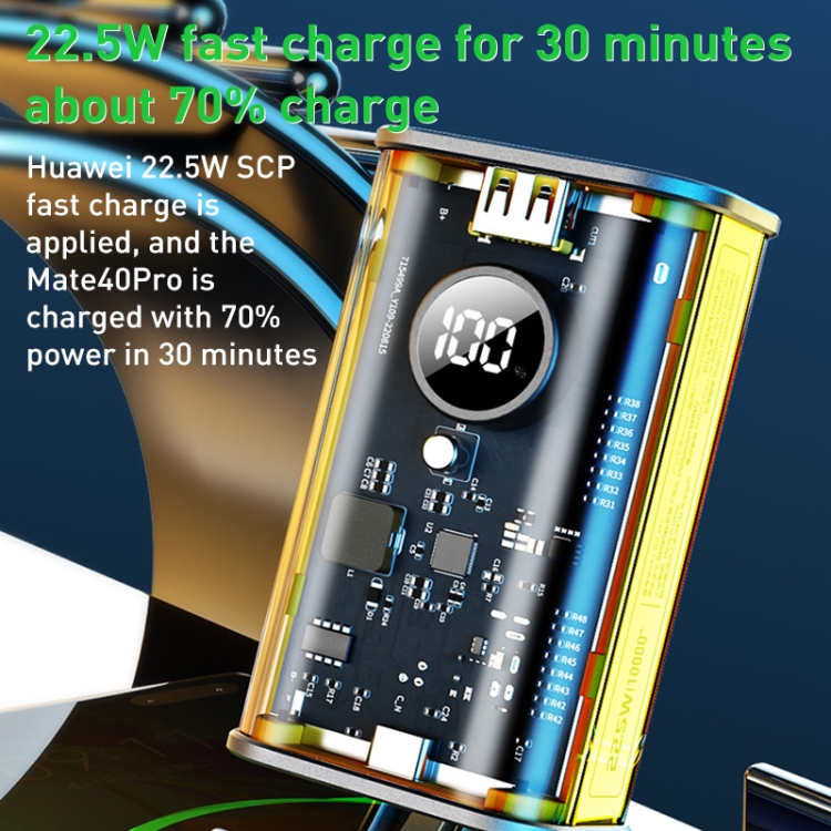 Batería Externa Universal Power Bank 10.000 mAh Carga Rápida 22.5W (3  cables) Blanco - Cool Accesorios