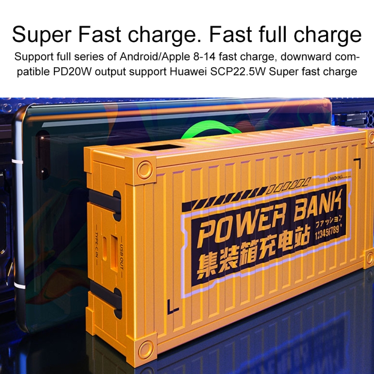 WK WP-341 20000mAh Container Series 22.5W Super Fast Charging Power Bank with Cable(Yellow) - B2