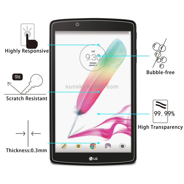 Ultra Clear Tempered Glass Screen Protector For LG G PAD /G pad f 8.0/GPAD 2 8.0 