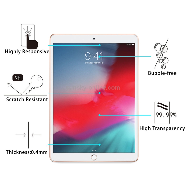 75 PCS 0.4mm 9H Surface Hardness Explosion-proof Tempered Glass Film for iPad 5/6/7,iPad Air 1/2 9.7 inch 75 PCS 0.4mm 9H Surface Hardness Explosion-proof Tempered Glass Film for iPad 5/6/7,iPad Air 1/2 9.7 inch