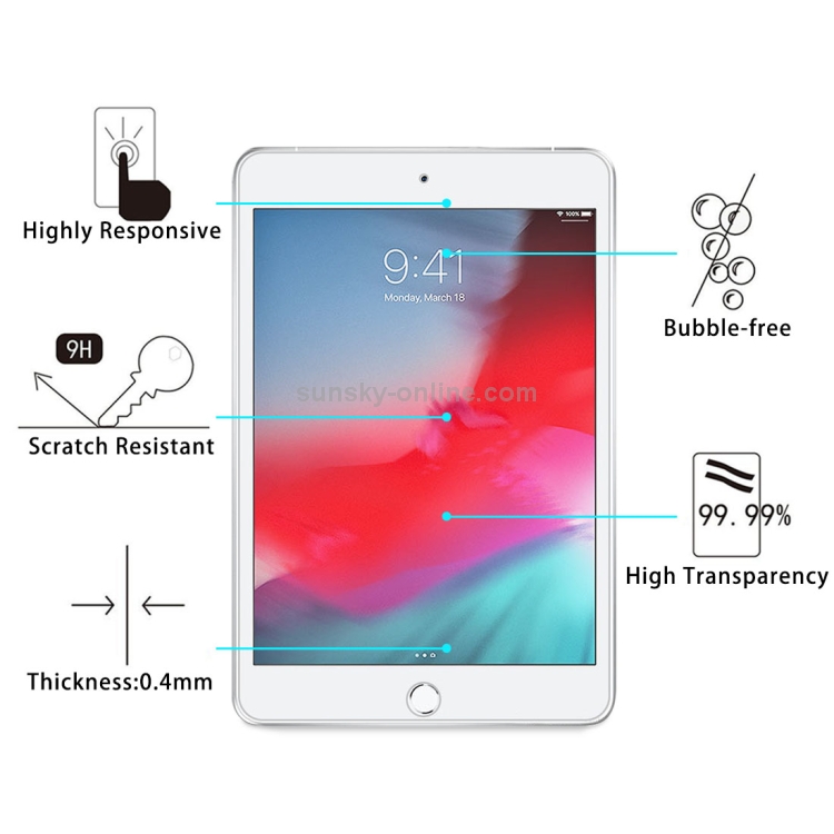 0.4mm 9H Surface Hardness Explosion-proof Tempered Glass Film for iPad mini 5 2019 0.4mm 9H Surface Hardness Explosion-proof Tempered Glass Film for iPad mini 5 2019