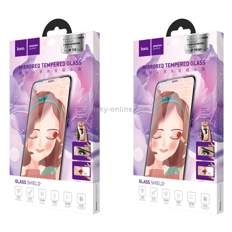 Hoco Mirror Full Screen Beauty Tempered Film for iPhone 7 Plus / 8 Plus(Black) Hoco Mirror Full Screen Beauty Tempered Film for iPhone 7 Plus / 8 Plus(Black)