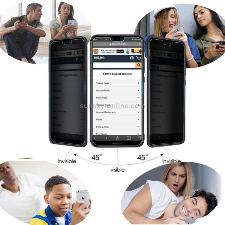 Full Cover Anti-spy Tempered Glass Film for Huawei P20 Pro