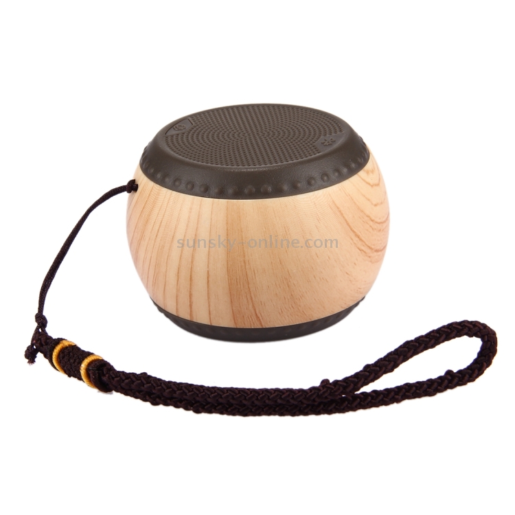 A14 Mini Portable Drum Shaped Wood Texture Bluetooth Stereo Speaker with Lanyard, Bluetooth Distance: 10m(Brown) A14 Mini Portable Drum Shaped Wood Texture Bluetooth Stereo Speaker with Lanyard, Bluetooth Distance: 10m(Brown)