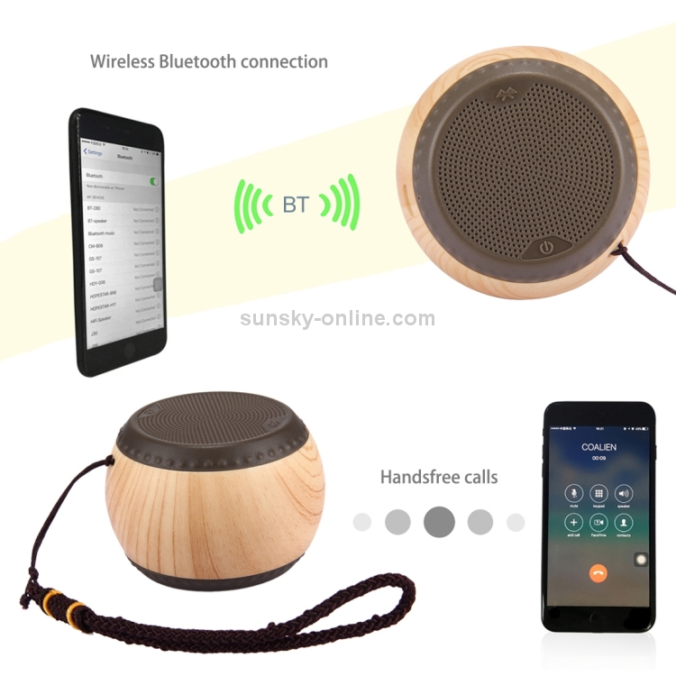 A14 Mini Portable Drum Shaped Wood Texture Bluetooth Stereo Speaker with Lanyard, Bluetooth Distance: 10m(Brown) A14 Mini Portable Drum Shaped Wood Texture Bluetooth Stereo Speaker with Lanyard, Bluetooth Distance: 10m(Brown)