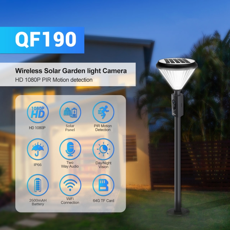 ESCAM QF190 2 in 1 Solar Charging Garden Light PIR Human Body Detection WiFi Camera - 2