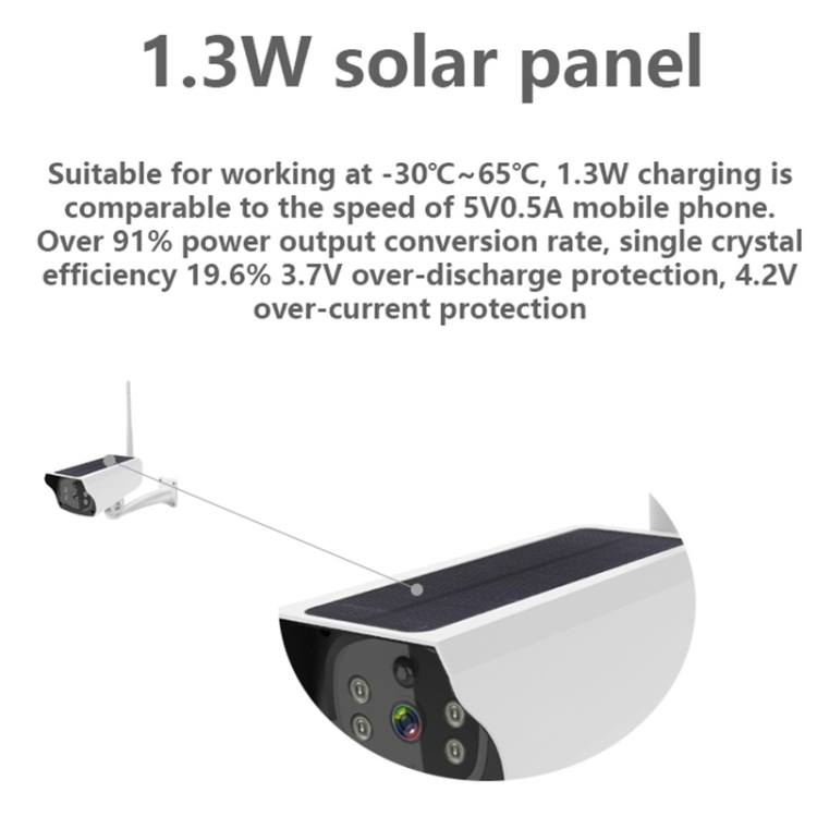 Cámara IP de seguridad con energía solar VESAFE Y4P para exteriores HD 1080P, compatible con detección de movimiento y despertador PIR, resistente al agua IP66 (blanco) - 11