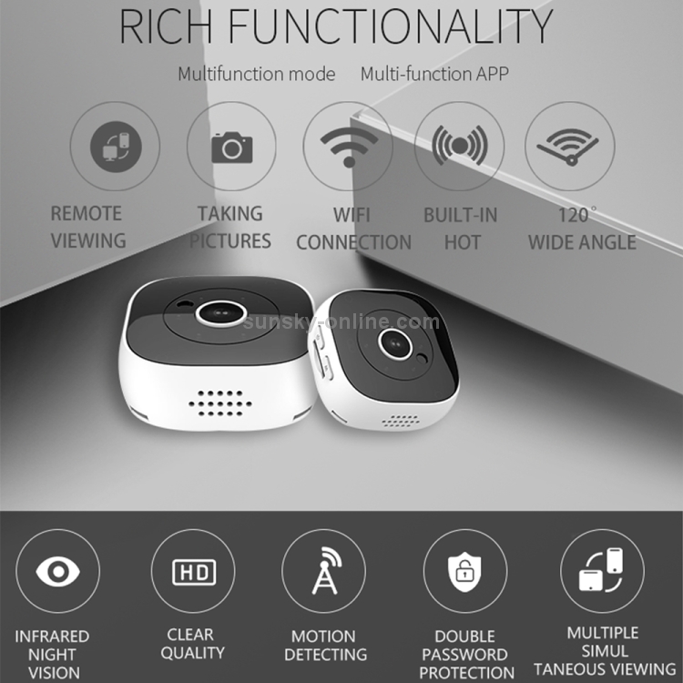 H9 Mini HD 1280 x 720P 120 GRADOS Cámara de vigilancia inalámbrica inteligente con WiFi inteligente inteligente (blanco) - 12
