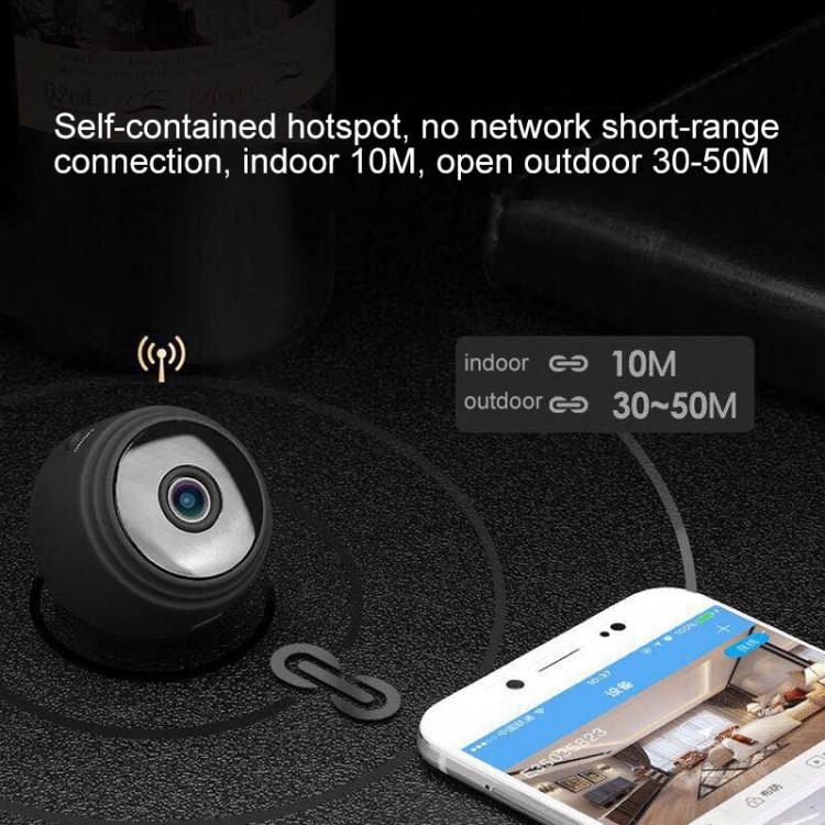 Cámara de acción IP WiFi A9 1080P Mini DV, compatible con detección de movimiento y visión nocturna por infrarrojos (negro) - 7