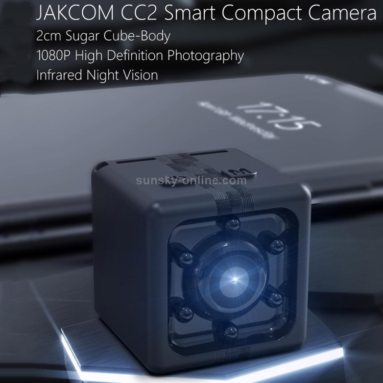JAKCOM CC2 1080P HD Recorder Cube Smart Mini cámara, con visión nocturna por infrarrojos y detección de movimiento (negro) - 4