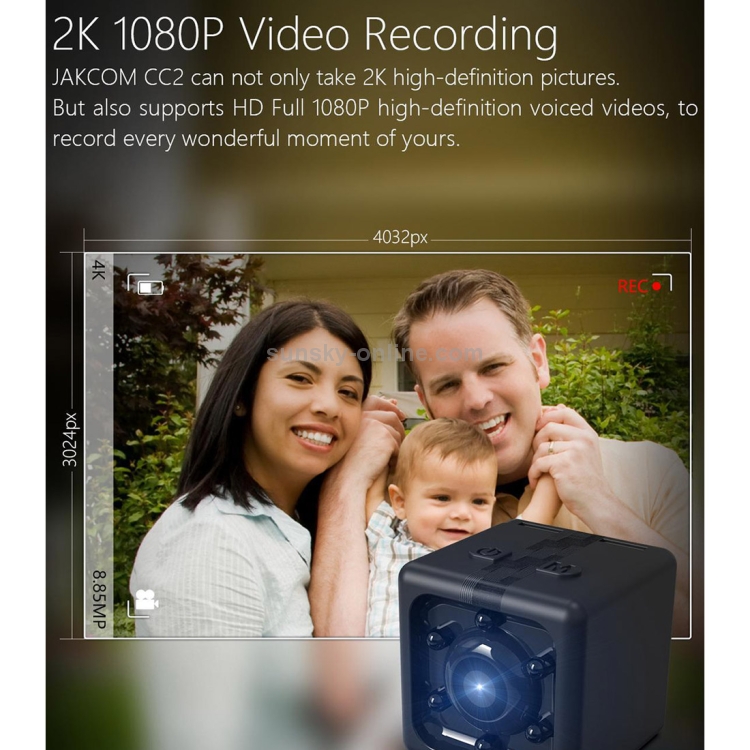 JAKCOM CC2 1080P HD Recorder Cube Smart Mini cámara, con visión nocturna por infrarrojos y detección de movimiento (negro) - 9