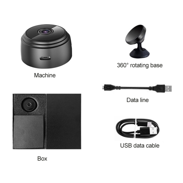 Grabador gran angular de visión nocturna con cámara de red inalámbrica A9 1080P Wifi (negro) - 5