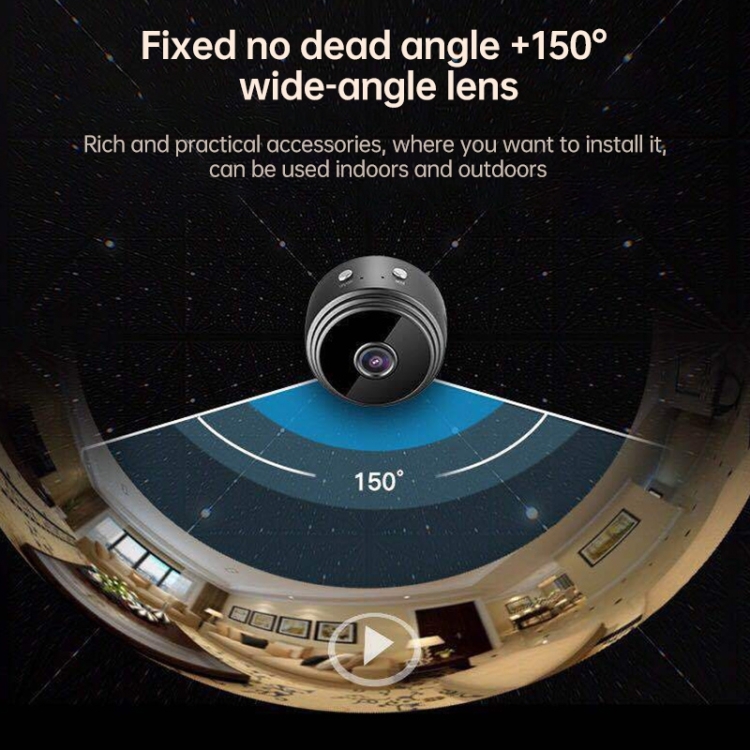 Grabador gran angular de visión nocturna con cámara de red inalámbrica A9 1080P Wifi (negro) - 7