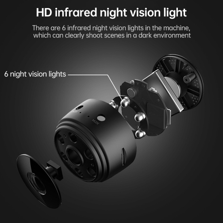 Grabador gran angular de visión nocturna con cámara de red inalámbrica A9 1080P Wifi (negro) - 8