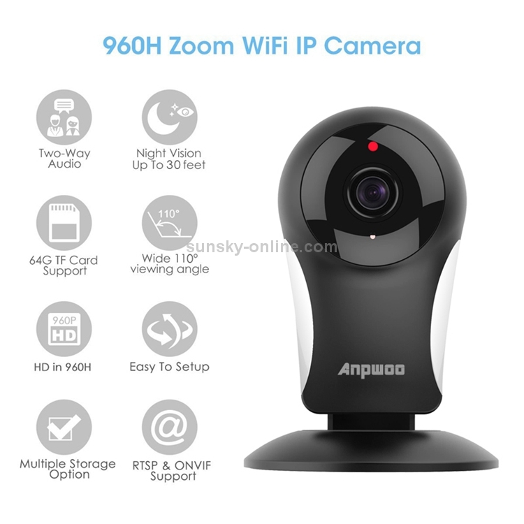 Anpwoo KP003 GM8135 + SC1145 960P HD WiFi Mini cámara IP, compatible con visión nocturna por infrarrojos y tarjeta TF (Max 64GB) (Negro) - 5