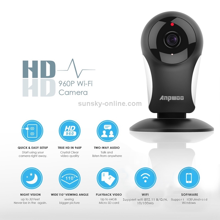 Anpwoo KP003 GM8135 + SC1145 960P HD WiFi Mini cámara IP, compatible con visión nocturna por infrarrojos y tarjeta TF (Max 64GB) (Negro) - 6
