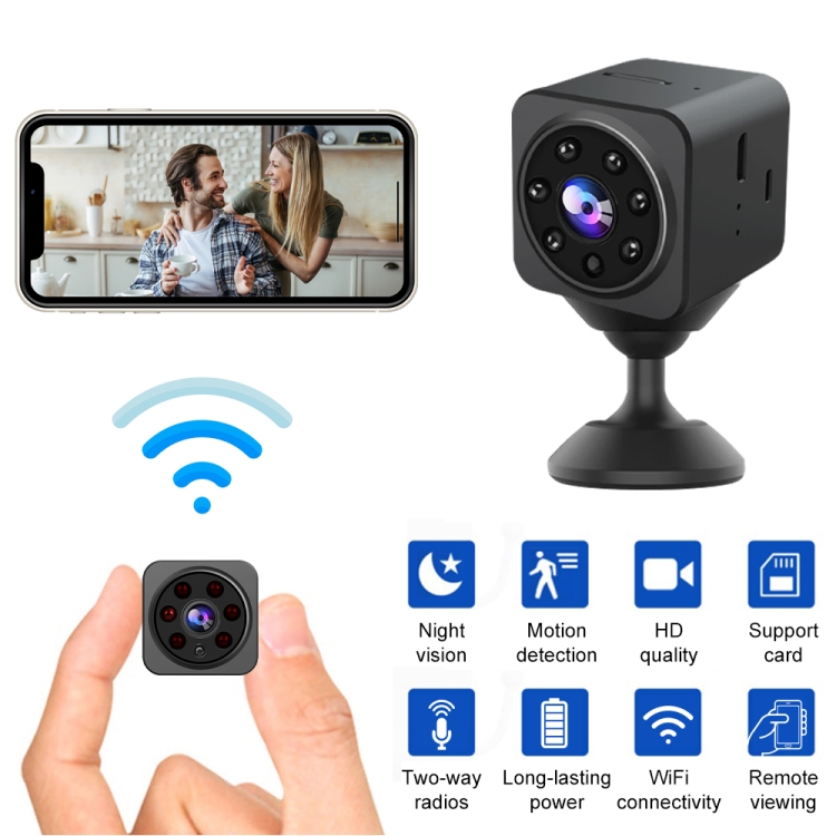 Cámara de vigilancia inteligente WiFi inalámbrica S3 HD 1080P compatible con intercomunicador de voz bidireccional (negro) - 2