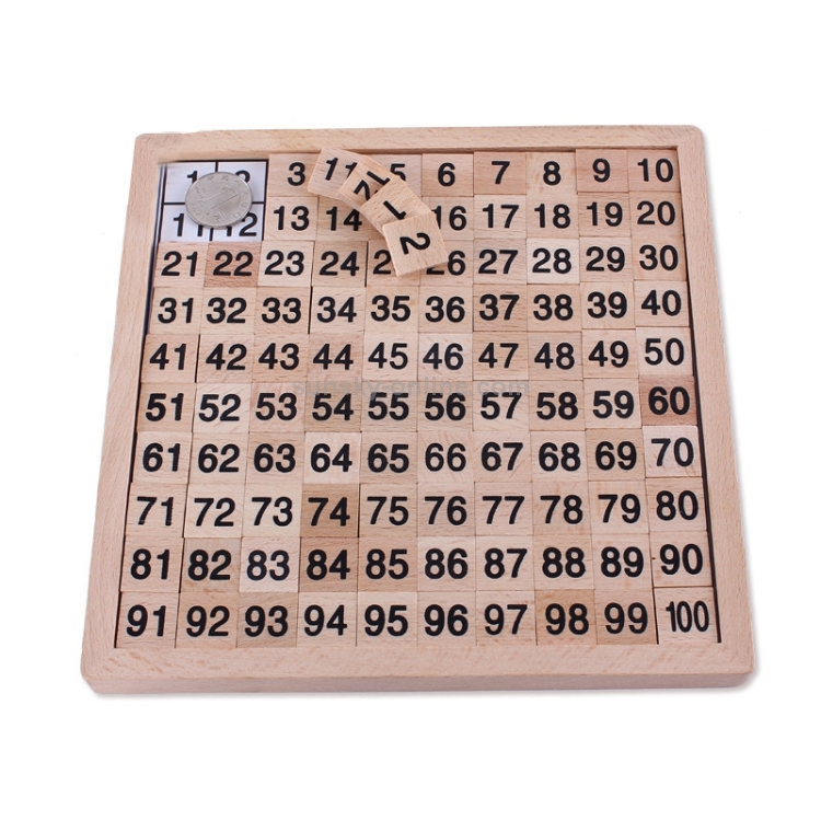 Wooden Montessori Teaching Aids Math 1-100 Numbers Counting Board Plate Toy 