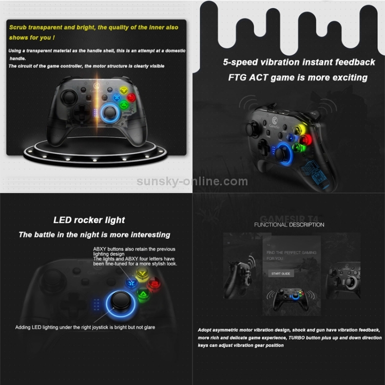 GameSir T4 2.4G Wireless Edition Gamepad Game Controller with USB Receiver GameSir T4 2.4G Wireless Edition Gamepad Game Controller with USB Receiver