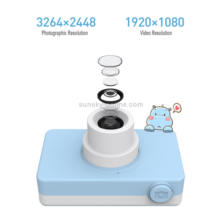 D9 8.0 Mega Pixel Lens Fashion Mini cámara deportiva digital delgada y liviana con pantalla de 2.0 pulgadas y funda protectora con forma de alce y memoria de 32G para niños - 2