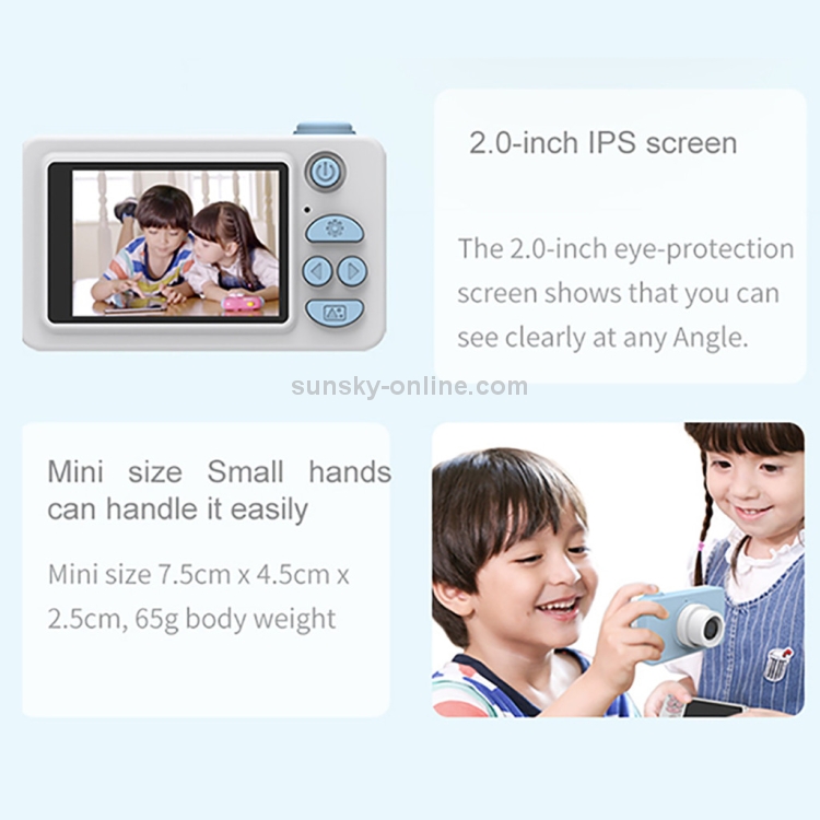 D9 8.0 Mega Pixel Lens Fashion Mini cámara deportiva digital delgada y liviana con pantalla de 2.0 pulgadas y funda protectora con forma de alce y memoria de 32G para niños - 4