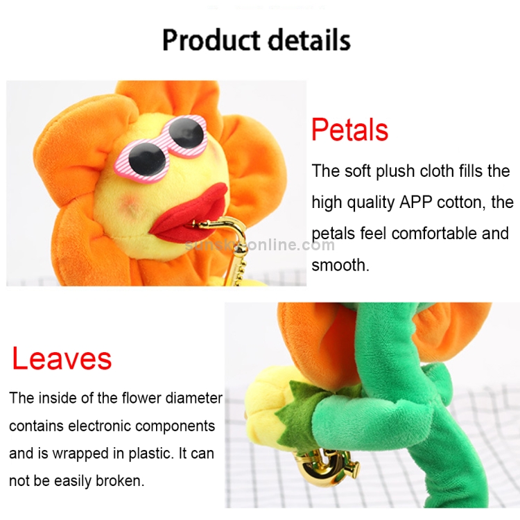 Sunflower Sax Style Bluetooth Plush Children Adult Toy ,Support USB  Charging & Battery(Red)