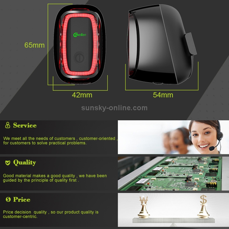 Meilan X6 Smart Auto Brake Rear Light Rechargeable Bicycle Tail Light