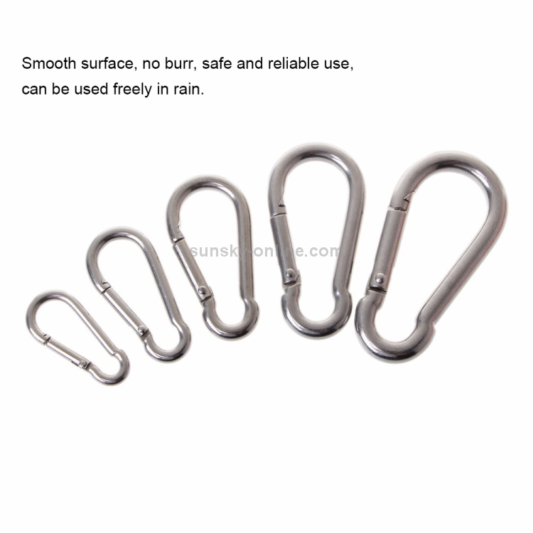 100pcs Stainless Steel Carabiners Spring Snap Clasp Outdoor Hardware 16mm 
