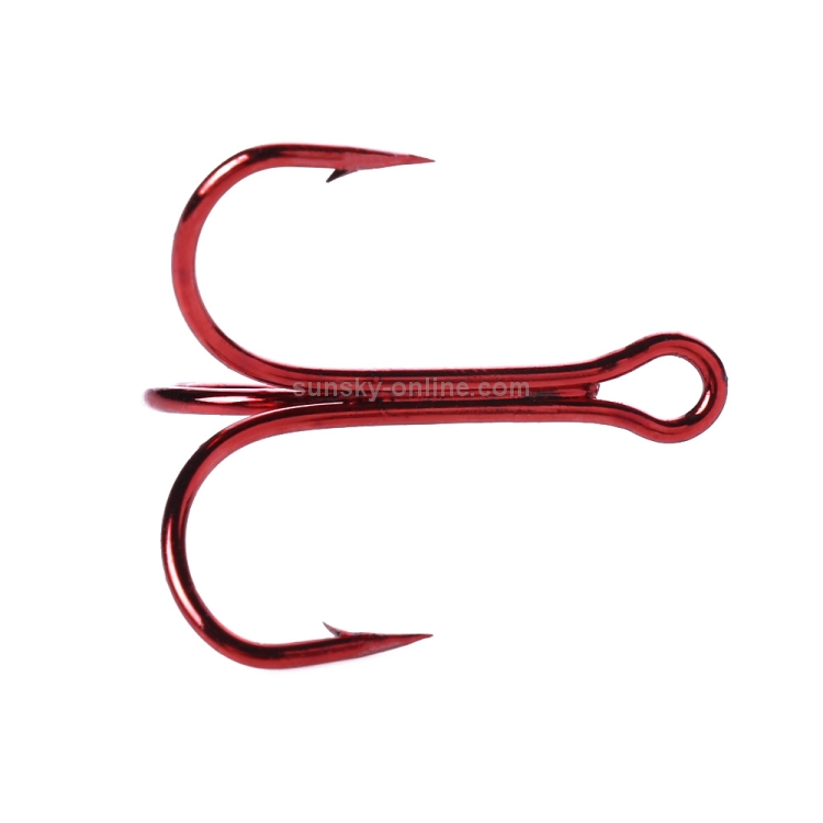 HENGJIA 20 PCS Classic Red High Carbon Steel Fishing Three-jaw Treble Hooks