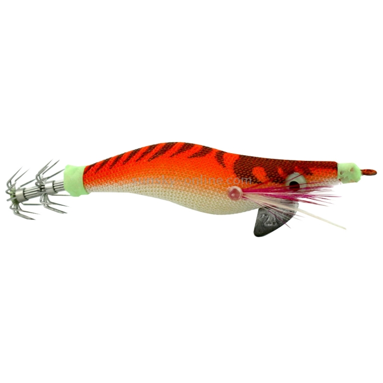 HENGJIA SJ037 Señuelos de calamar de camarón de madera con flash  electrochapado luminoso (naranja)