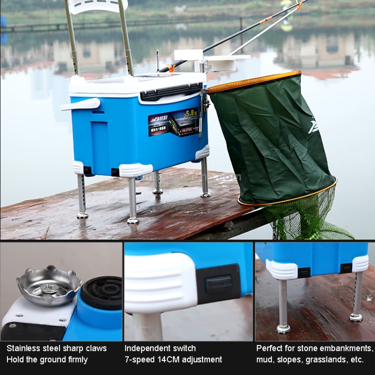 Multifunction Fishing Box Chair with Bait Tray & Umbrella Stand & Fishing  Rod Stand Fishing Kit(White)