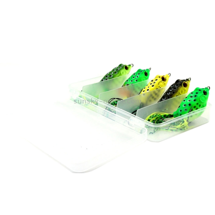 HENGJIA 5 PCS Soft Baits Water-hit Fishing Lures Ray Frog Baits with Plastic  Box