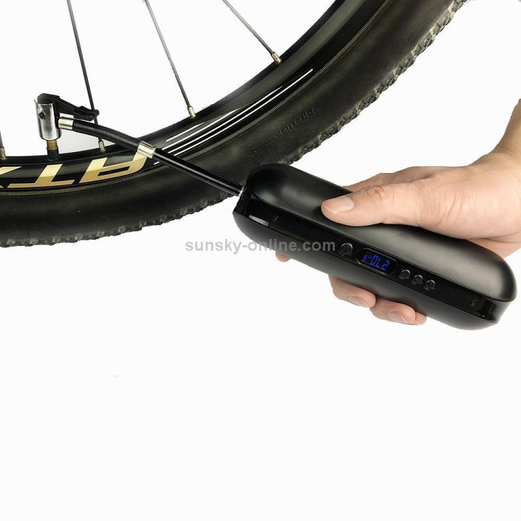 Pompe de pression d'air de vélo multifonction 150PSI Gonfleur électrique  Lampe de cycle de vélo Pompe à pneu sans fil rechargeable (Noir)