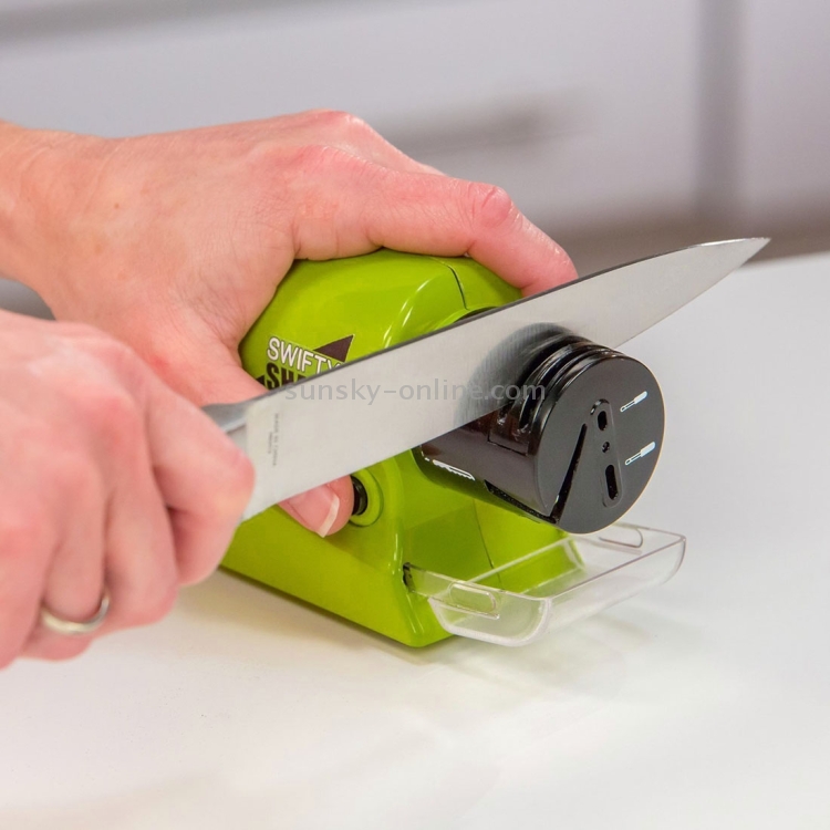 Afilador de cuchillos eléctrico inalámbrico Swifty Sharp con bandeja de  captura (verde)