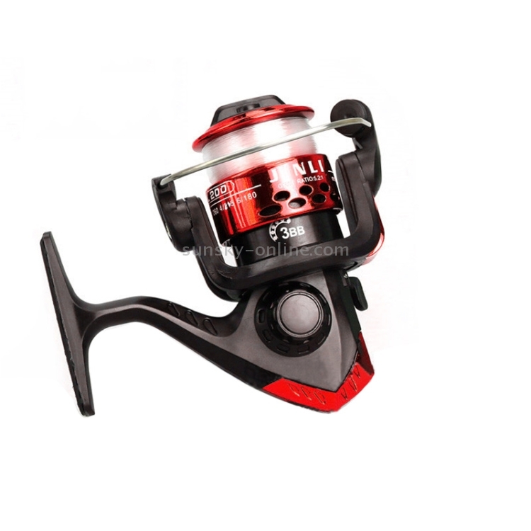 JL200 Plating Plastic 3 Ball Bearings Handle Fishing Spinning Reel with Transparent Lines(Red) JL200 Plating Plastic 3 Ball Bearings Handle Fishing Spinning Reel with Transparent Lines(Red)