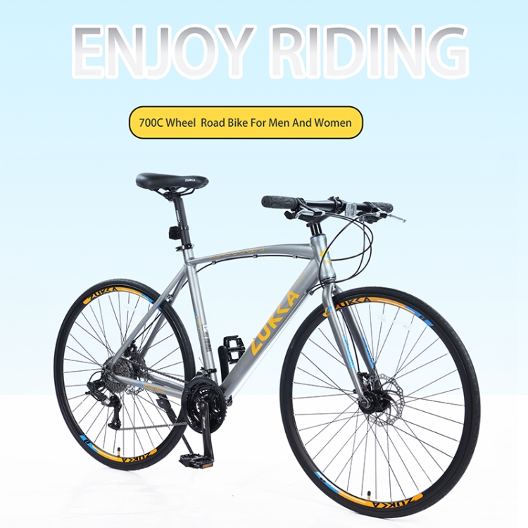 [US Warehouse] ZUKKA 700C Wheels 27 Speed Disc Brake Road Bike for Adults(Silver) - 1