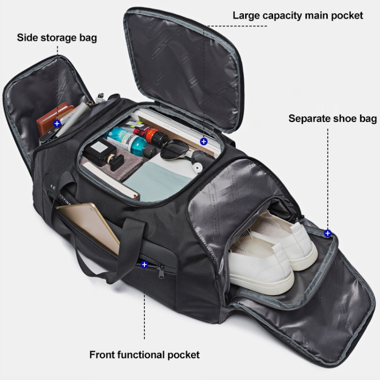 Bange BG-7088 Men Oxford Cloth Waterproof Multifunctional Travel Bag, Size: 54 x 28 x 24cm(Black) - 3