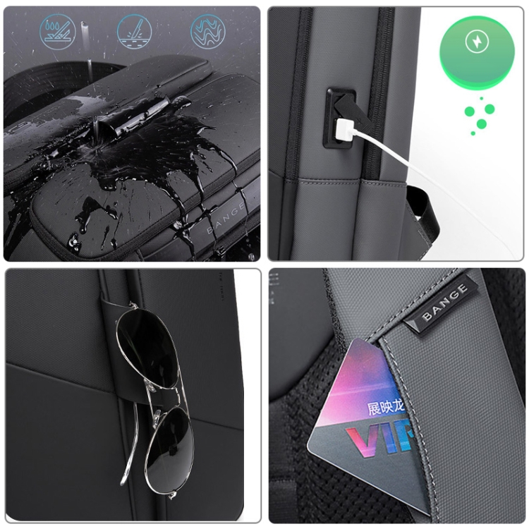 Bange BG-7238 Men Waterproof Anti-theft Backpack with USB Port, Size: 46 x 32 x 14cm(Black) - B4