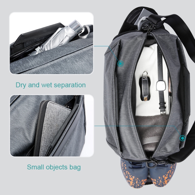 Bange BG-7551 Wet and Dry Separation Fitness Travel Bag for Men / Women, Size: 46 x 26 x 17cm(Black) - B1
