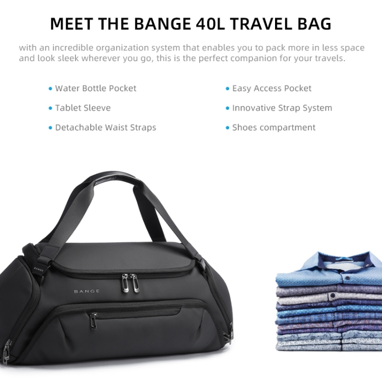 Bange BG-7561 Wet and Dry Separation Fitness Travel Bag for Men / Women, Size: 52 x 24 x 22cm(Grey) - B2