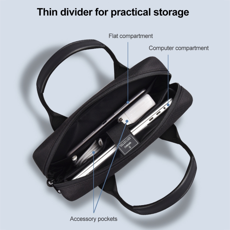 WIWU Alpha Vertical Layer Handheld Bag for 14.2 inch Laptop (Black) - B3