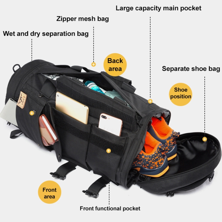KAKA KaKa-1990 Men Oxford Cloth Outdoor Three-Use Waterproof Mountaineering Bag,Capacity: 43L - 4