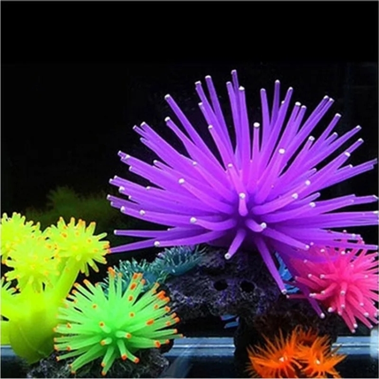 Aquarium Articles Decoration TPR Simulation Sea Urchin Ball Coral with Point, Size: L, Diameter: 13cm(Blue)